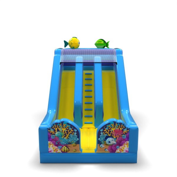 Toboggan gonflable double avec imprimé sur le thème marin
