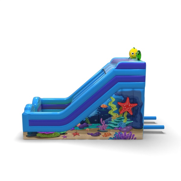 Toboggan gonflable double avec imprimé sur le thème marin