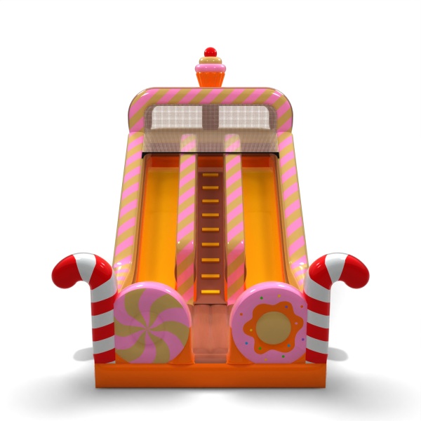 Toboggan gonflable double avec imprimé sur le thème des bonbons
