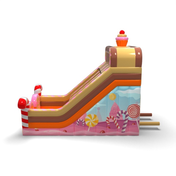 Toboggan gonflable double avec imprimé sur le thème des bonbons