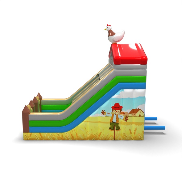 Toboggan gonflable double avec imprimé sur le thème de la ferme