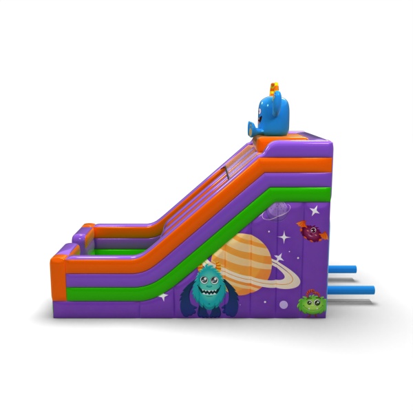 Toboggan gonflable double avec imprimé sur le thème des monstres