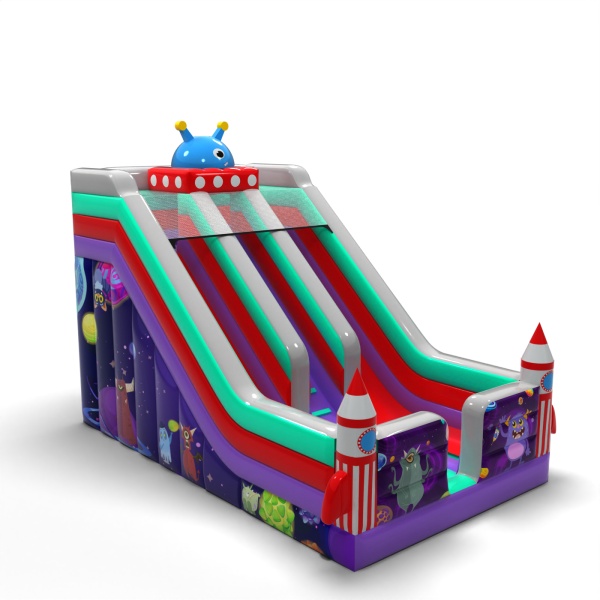 Toboggan gonflable double avec imprimé sur le thème de l'espace