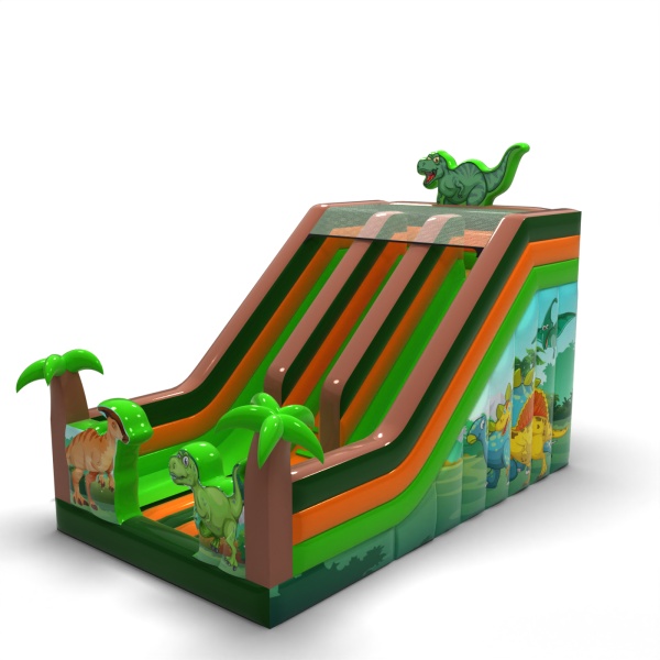 Toboggan gonflable double avec imprimé sur le thème des dinosaures