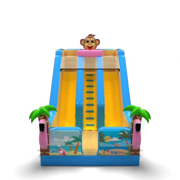 Toboggan gonflable double avec imprimé sur le thème hawaïen