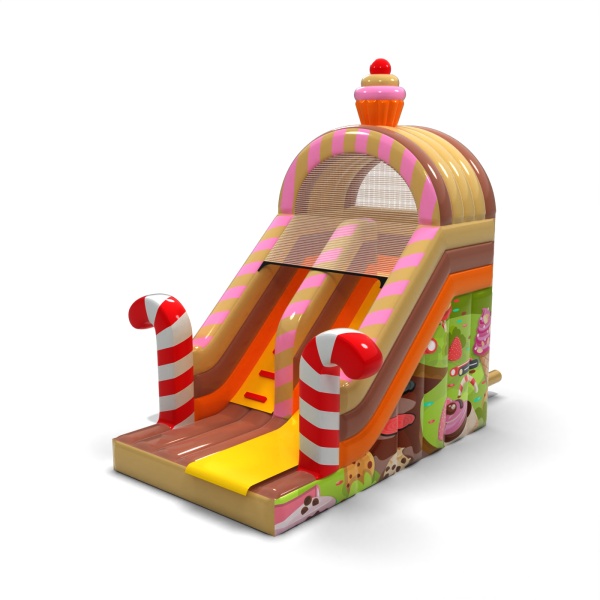 Toboggan gonflable avec imprimé sur le thème des bonbons
