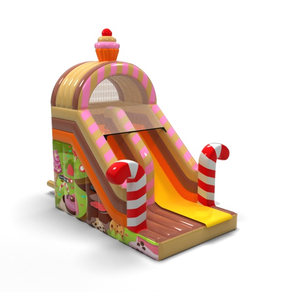 Toboggan gonflable avec imprimé sur le thème des bonbons