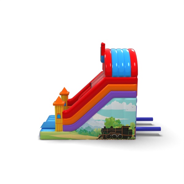 Toboggan gonflable sur le thème des trains