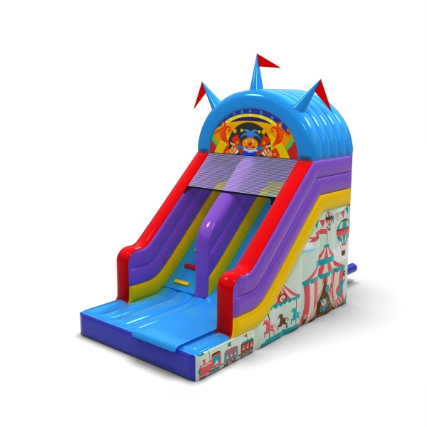 Toboggan gonflable avec imprimé sur le thème de la fête foraine