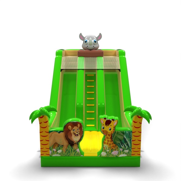 Toboggan gonflable double avec imprimé sur le thème safari