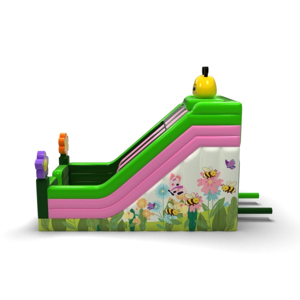 Toboggan gonflable double avec imprimé sur le thème du printemps