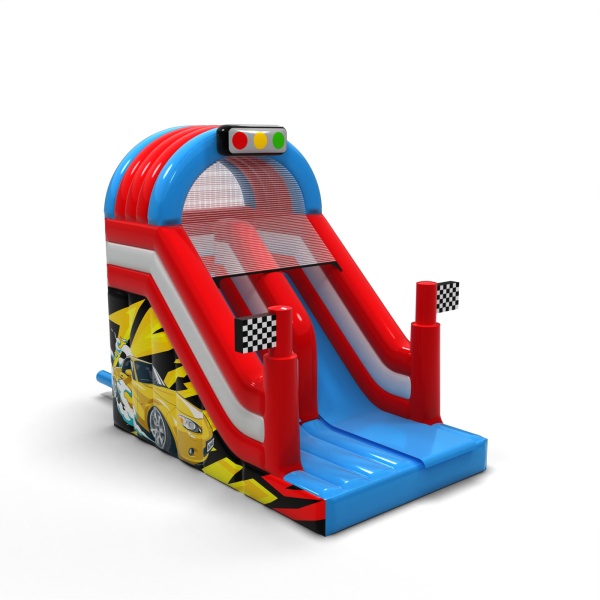 Toboggan gonflable avec imprimé sur le thème des voitures