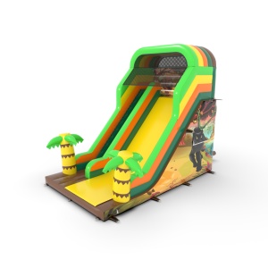 Toboggan gonflable Ours avec imprimé sur le thème de la jungle