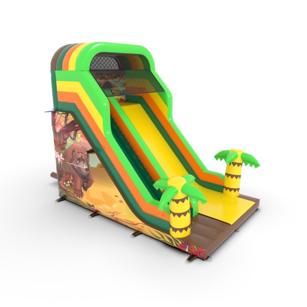 Toboggan gonflable Ours avec imprimé sur le thème de la jungle