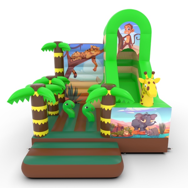 Gonflable avec toboggan combo safari