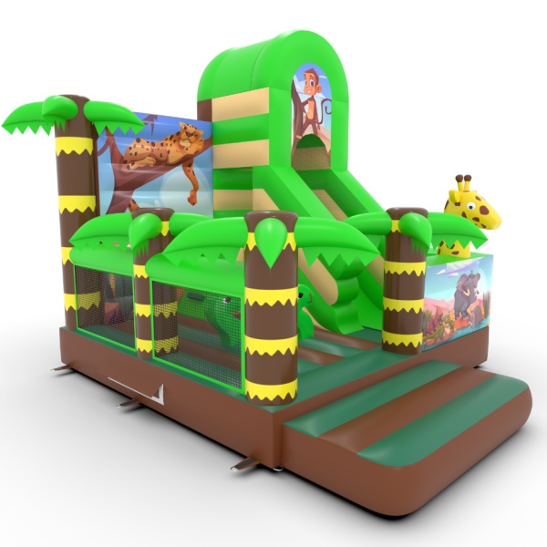 Gonflable avec toboggan combo safari