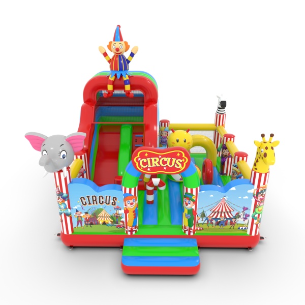 Gonflable avec toboggan combo Cirque