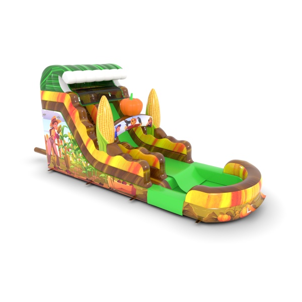 Toboggan gonflable aquatique sur le thème de la ferme