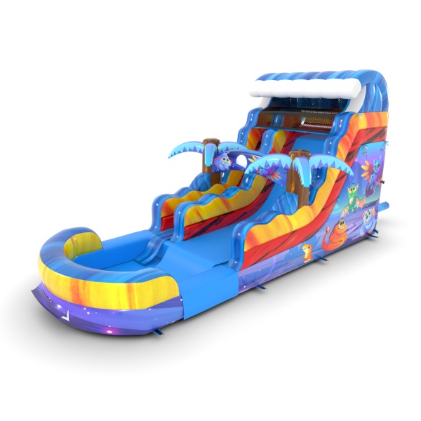 Toboggan gonflable aquatique sur le thème des animaux magiques