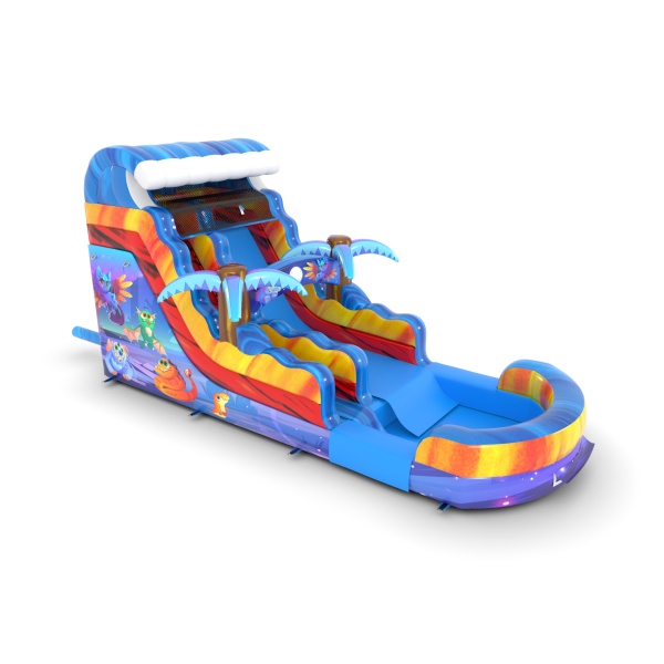 Toboggan gonflable aquatique sur le thème des animaux magiques