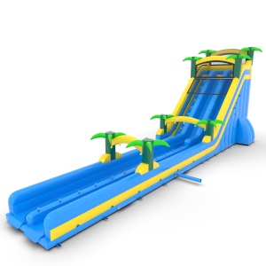 Toboggan gonflable double aquatique Tropical - 23,4 m