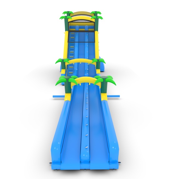 Toboggan gonflable double aquatique Tropical - 23,4 m