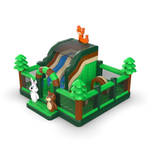 Aire de jeux gonflable 6x6 sur le thème de la forêt