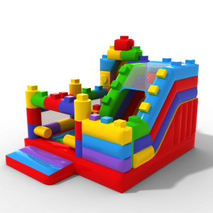 Gonflable avec toboggan - Combinaison de blocs colorés