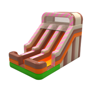 Toboggan gonflable double sur le thème des mini-bonbons