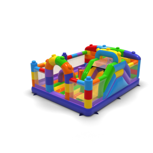 Aire de jeux gonflable 6x5 dans un motif de blocs colorés