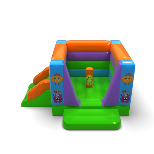 Petit château gonflable avec toboggan - sur le thème des monstres
