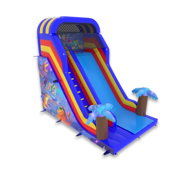 Toboggan gonflable agrandi imprimé sur le thème du pays magique